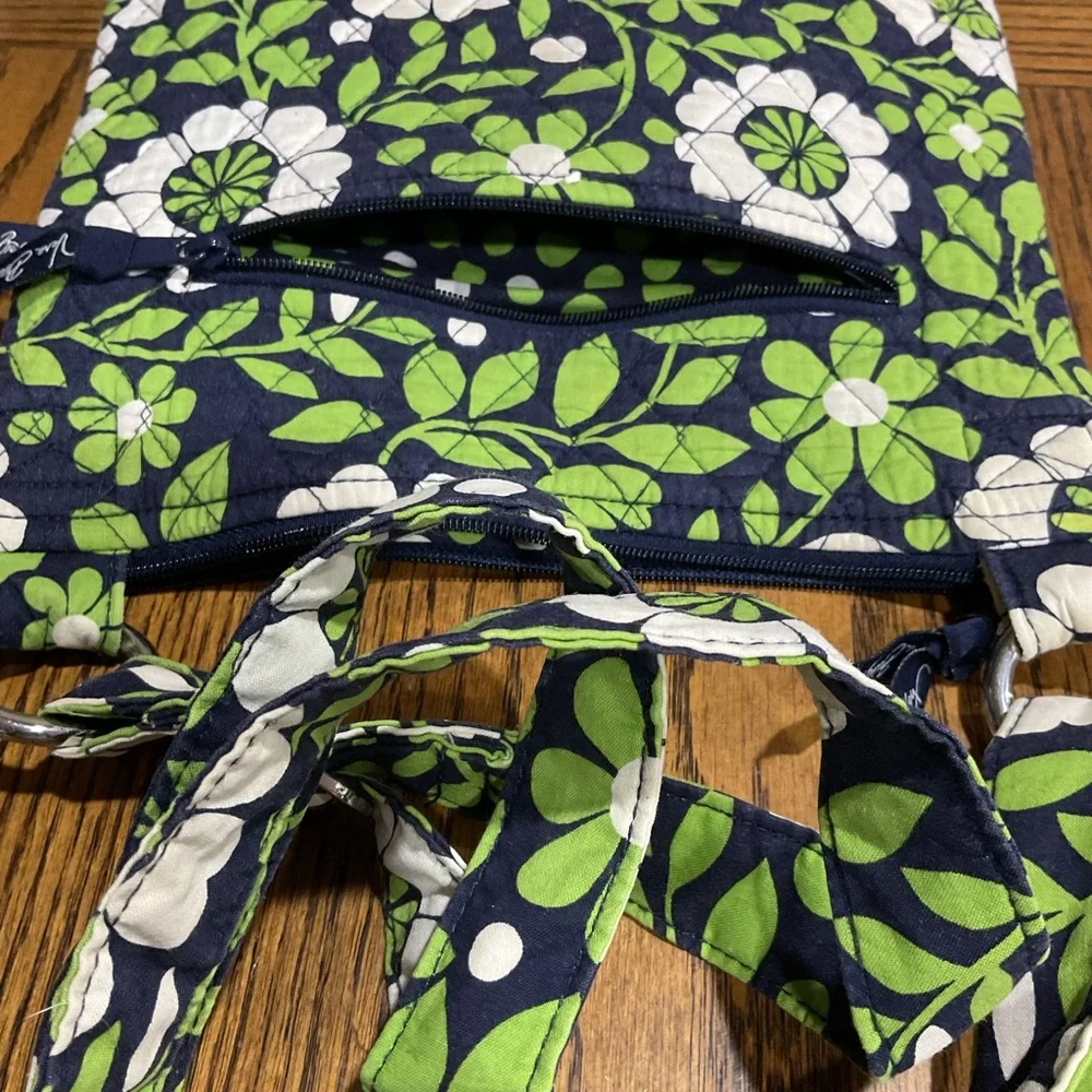 Vera Bradley floral canvas backpack with matching quilted shoulder purse-pockets